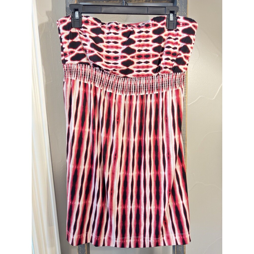 Soma Casual Midi Strapless Dress Black & Pink - Size Large - Resort Wear